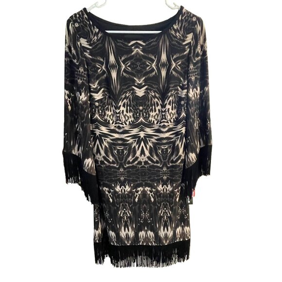 R&M Richards Dresses & Skirts - R&M Richards Abstract Fringe Boho Dress Size 8 Made in USA NWT